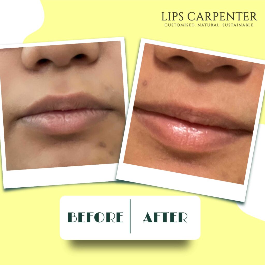 pink lips after using gentle lip scrub